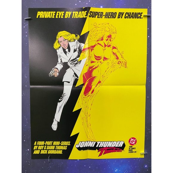 JONNI THUNDER THUNDERBOLT Giordano 1984 DC Comics Shop Promo Poster 21.5x16.5" - Picture 1 of 2